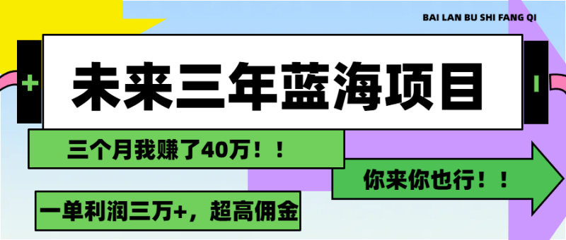 未来三年,蓝海赛道,月入3万+网赚项目-副业赚钱-互联网创业-资源整合八方网创