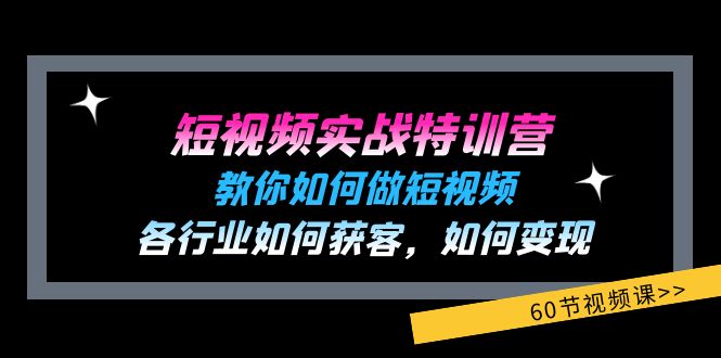 短视频实战特训营：教你如何做短视频，各行业如何获客，如何变现 (60节)网赚项目-副业赚钱-互联网创业-资源整合八方网创