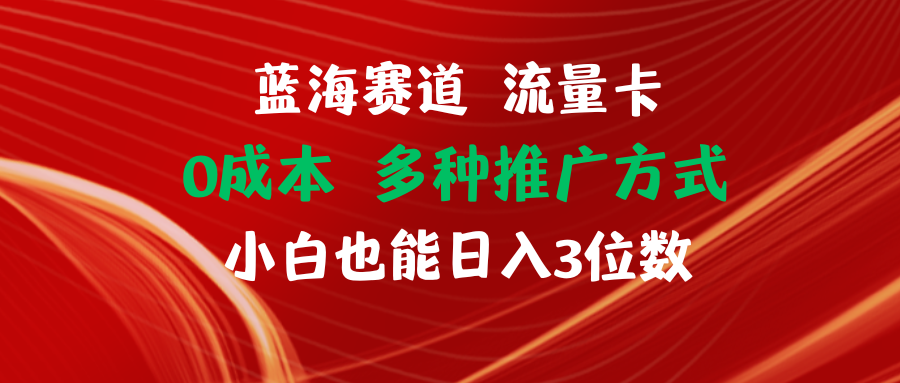 蓝海赛道 流量卡 0成本 小白也能日入三位数网赚项目-副业赚钱-互联网创业-资源整合八方网创