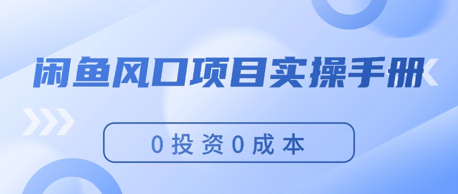 闲鱼风口项目实操手册，0投资0成本，让你做到，月入过万，新手可做网赚项目-副业赚钱-互联网创业-资源整合八方网创