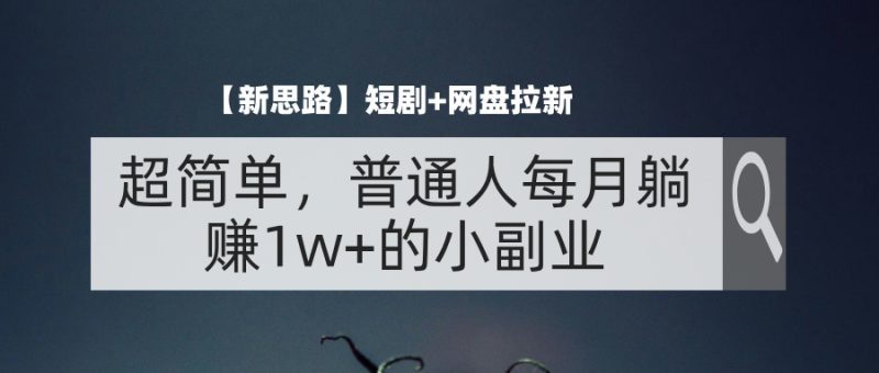 【新思路】短剧+网盘拉新,超简单,普通人每月躺赚1w+的小副业网赚项目-副业赚钱-互联网创业-资源整合八方网创