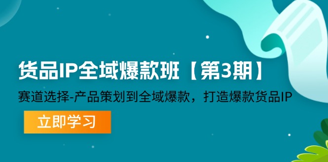 货品-IP全域爆款班【第3期】赛道选择-产品策划到全域爆款，打造爆款货品IP网赚项目-副业赚钱-互联网创业-资源整合八方网创