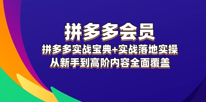 拼多多 会员，拼多多实战宝典+实战落地实操，从新手到高阶内容全面覆盖网赚项目-副业赚钱-互联网创业-资源整合八方网创