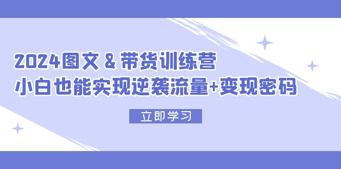 2024 图文+带货训练营，小白也能实现逆袭流量+变现密码网赚项目-副业赚钱-互联网创业-资源整合八方网创