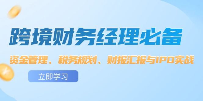 跨境 财务经理必备：资金管理、税务规划、财报汇报与IPO实战网赚项目-副业赚钱-互联网创业-资源整合八方网创