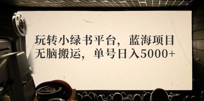 玩转小绿书平台，蓝海项目，无脑搬运，单号日入5000+网赚项目-副业赚钱-互联网创业-资源整合八方网创
