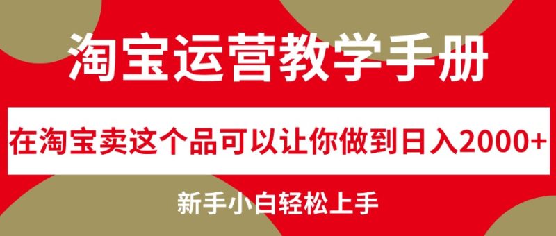 淘宝运营教学手册,在淘宝卖这个品可以让你做到日入2000+,新手小白轻…网赚项目-副业赚钱-互联网创业-资源整合八方网创