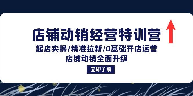 店铺动销经营特训营：起店实操/精准拉新/0基础开店运营/店铺动销全面升级网赚项目-副业赚钱-互联网创业-资源整合八方网创
