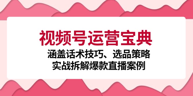 视频号运营宝典：涵盖话术技巧、选品策略、实战拆解爆款直播案例网赚项目-副业赚钱-互联网创业-资源整合八方网创