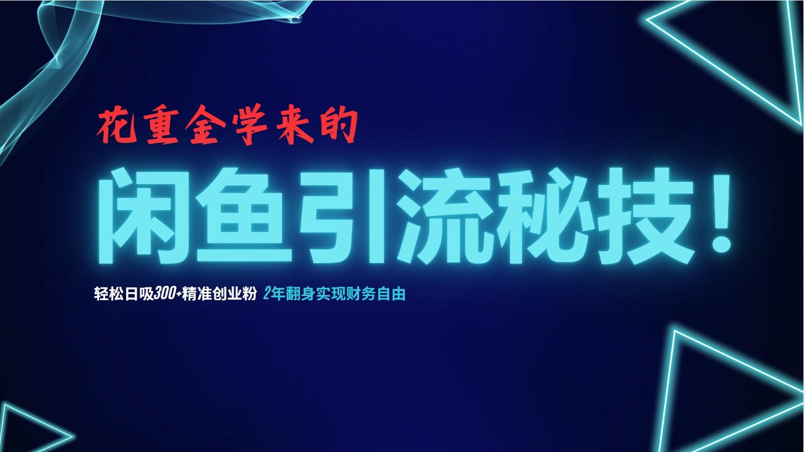 花重金学来的闲鱼引流秘技！轻松日吸300+精准创业粉，每天躺赚5000+，2…网赚项目-副业赚钱-互联网创业-资源整合八方网创
