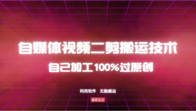 详细教你自媒体视频二剪搬运技术,自己加工100%过原创,无脑搬运网赚项目-副业赚钱-互联网创业-资源整合八方网创
