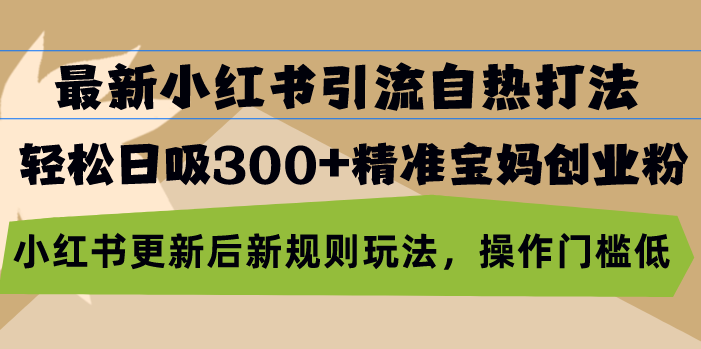 最新小红书引流自热打法，轻松日吸300+精准宝妈创业粉，小红书更新后新…网赚项目-副业赚钱-互联网创业-资源整合八方网创