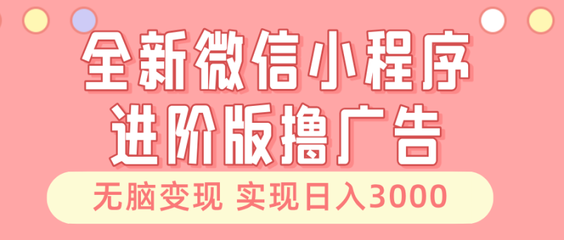 全新微信小程序进阶版撸广告 无脑变现睡后也有收入 日入3000＋网赚项目-副业赚钱-互联网创业-资源整合八方网创