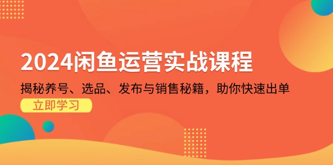 2024闲鱼运营实战课程：揭秘养号、选品、发布与销售秘籍，助你快速出单网赚项目-副业赚钱-互联网创业-资源整合八方网创