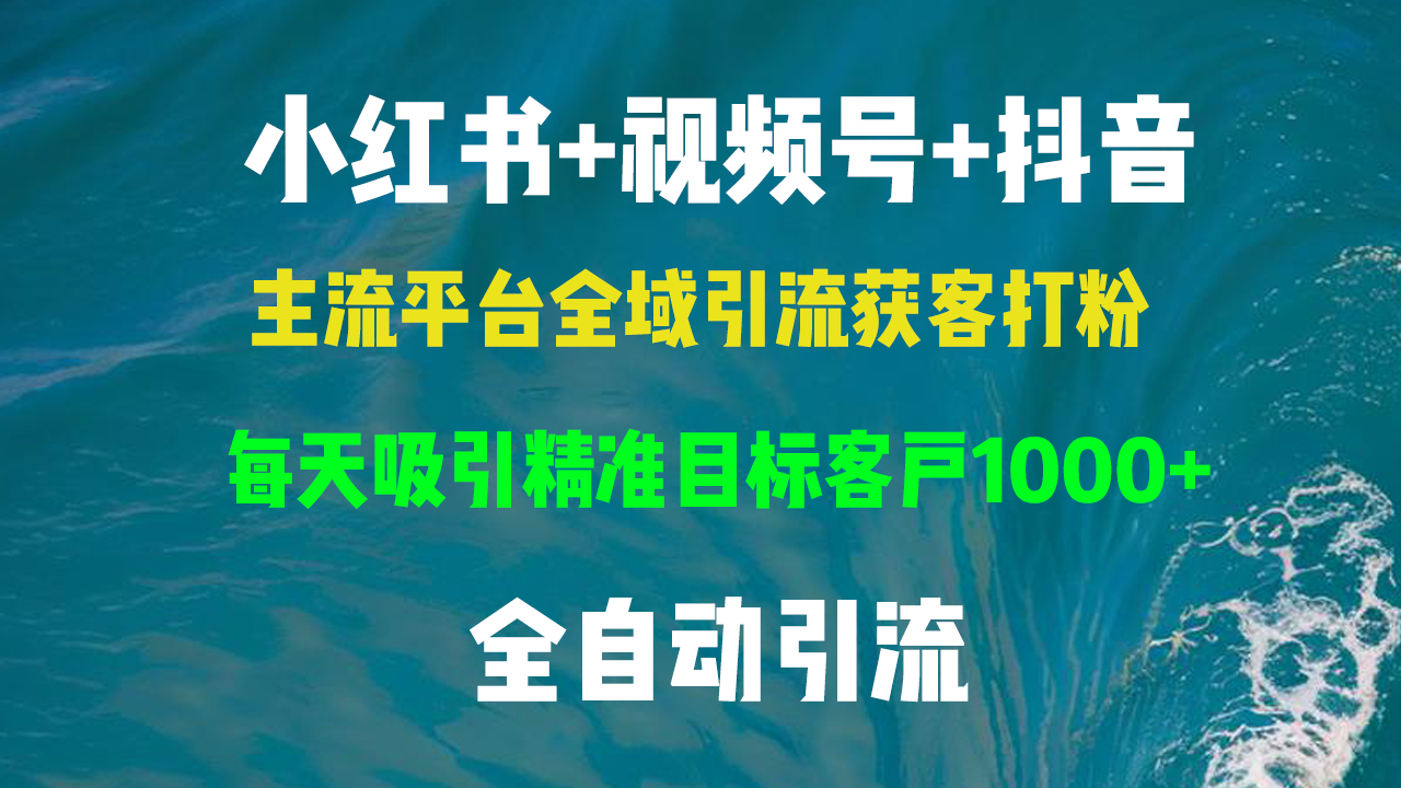 小红书，视频号，抖音主流平台全域引流获客打粉，每天吸引精准目标客户…网赚项目-副业赚钱-互联网创业-资源整合八方网创