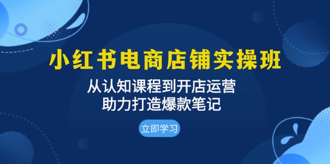 小红书电商店铺实操班：从认知课程到开店运营，助力打造爆款笔记网赚项目-副业赚钱-互联网创业-资源整合八方网创