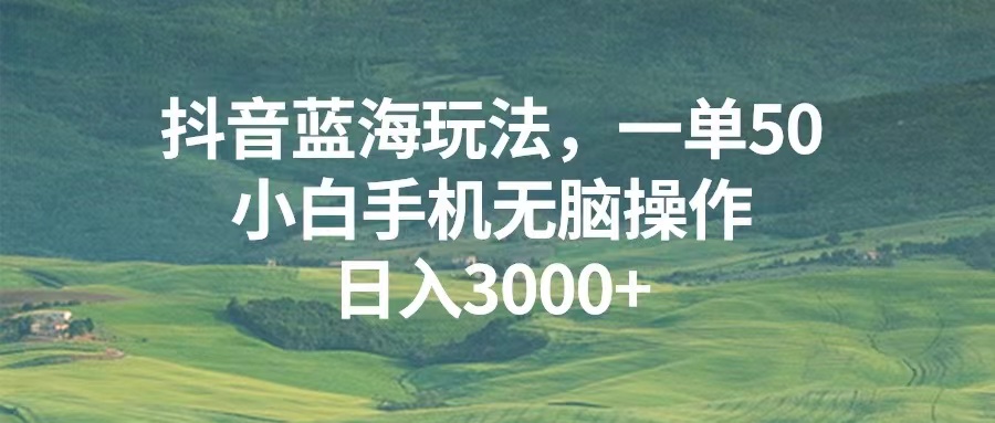 抖音蓝海玩法，一单50，小白手机无脑操作，日入3000+网赚项目-副业赚钱-互联网创业-资源整合八方网创