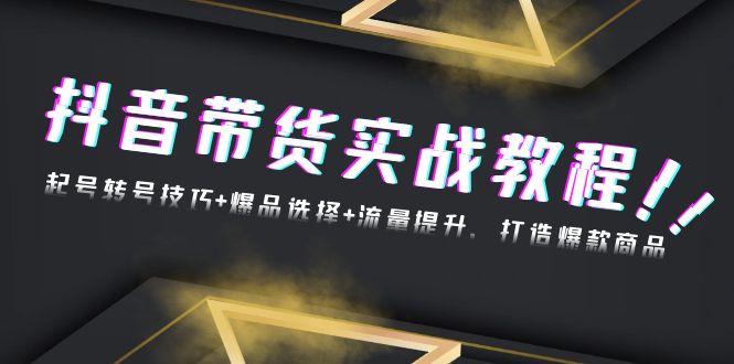 抖音带货实战教程：起号转号技巧+爆品选择+流量提升，打造爆款商品网赚项目-副业赚钱-互联网创业-资源整合八方网创