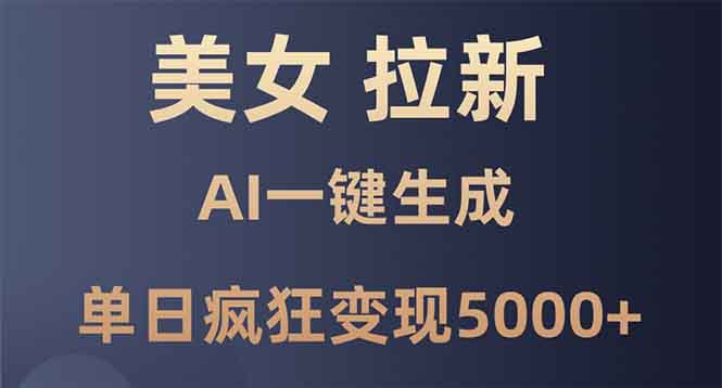 美女暴力拉新，通过AI一键生成，单日疯狂变现5000+，纯小白一学就会！网赚项目-副业赚钱-互联网创业-资源整合八方网创
