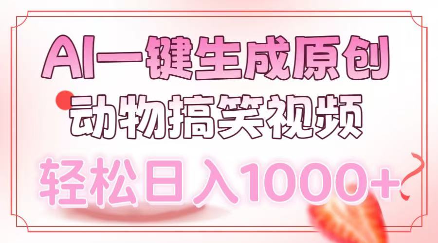 AI一键生成原创动物搞笑视频，轻松日入1000+网赚项目-副业赚钱-互联网创业-资源整合八方网创