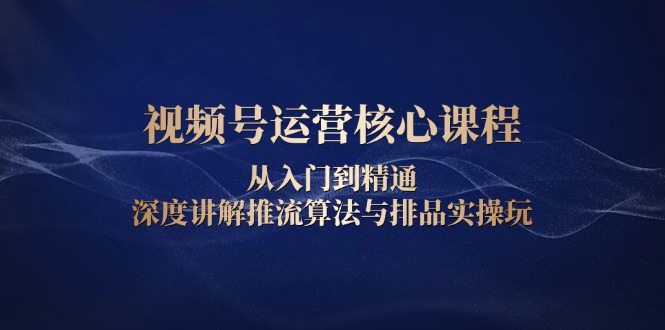 视频号运营核心课程，从入门到精通，深度讲解推流算法与排品实操玩网赚项目-副业赚钱-互联网创业-资源整合八方网创