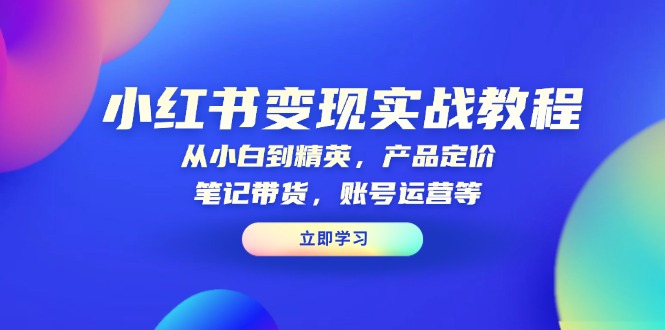 小红书变现实战教程：从小白到精英，产品定价，笔记带货，账号运营等网赚项目-副业赚钱-互联网创业-资源整合八方网创