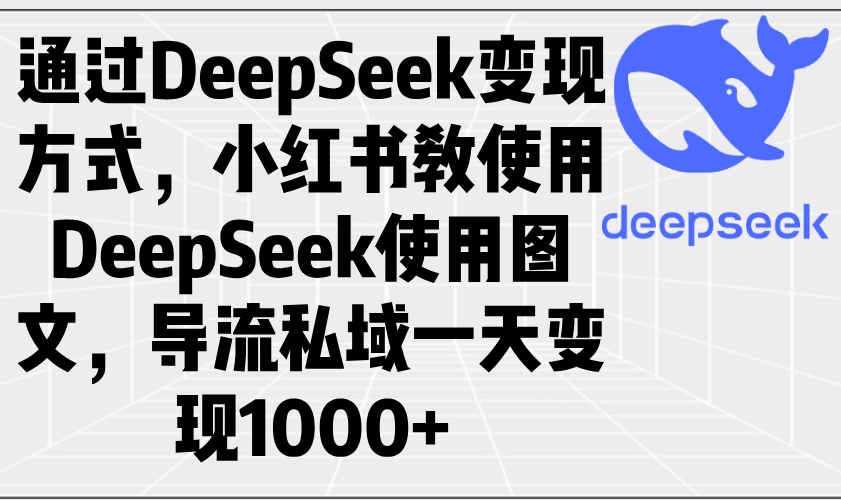 通过DeepSeek变现方式，小红书教使用DeepSeek图文，导流私域一天变现1000+网赚项目-副业赚钱-互联网创业-资源整合八方网创