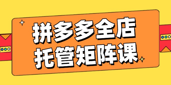 拼多多全店托管矩阵课，盈利动销玩法，高效计划设置，提升店铺效益网赚项目-副业赚钱-互联网创业-资源整合八方网创