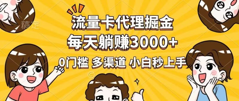 流量卡代理掘金,0门槛,每天躺赚3000+,多种推广渠道,新手小白轻松上手网赚项目-副业赚钱-互联网创业-资源整合八方网创