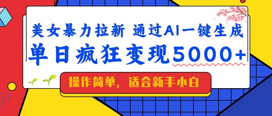 美女暴力拉新，通过AI一键生成，单日疯狂变现5000+，纯小白一学就会！网赚项目-副业赚钱-互联网创业-资源整合八方网创