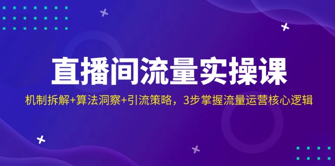 直播间流量实操课：机制拆解+算法洞察+引流策略，3步掌握流量运营核心逻辑网赚项目-副业赚钱-互联网创业-资源整合八方网创