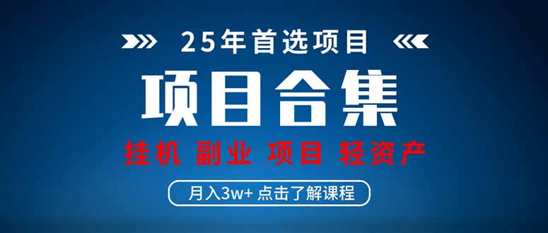 2025 实操项目合集 挂机类型 直播类型 轻资产创业类型 课程分享各项目…网赚项目-副业赚钱-互联网创业-资源整合八方网创