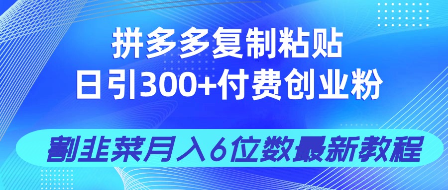 拼多多复制粘贴日引300+付费创业粉，割韭菜月入6位数最新教程！网赚项目-副业赚钱-互联网创业-资源整合八方网创