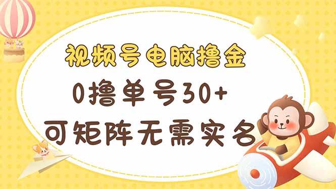 视频号电脑撸金 0撸单号30+ 可矩阵 无需实名多号多得网赚项目-副业赚钱-互联网创业-资源整合八方网创