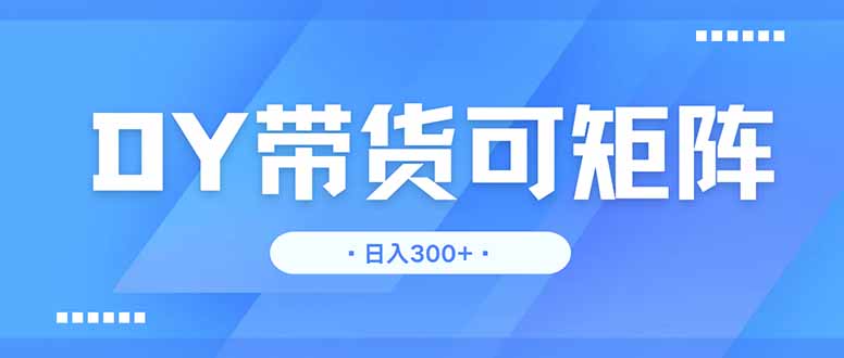 DY带货，日入300＋矩阵无上限网赚项目-副业赚钱-互联网创业-资源整合八方网创
