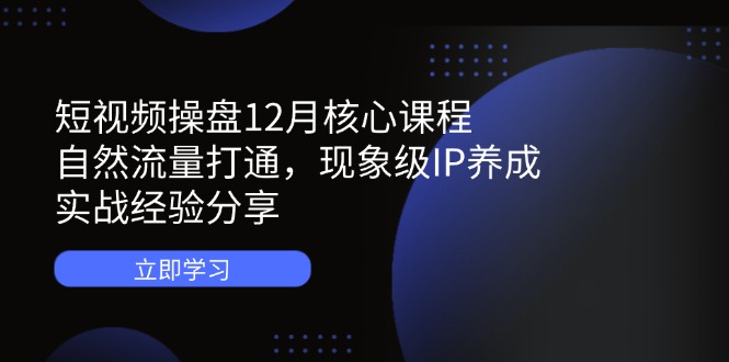 短视频操盘12月核心课程：自然流量打通，现象级IP养成，实战经验分享网赚项目-副业赚钱-互联网创业-资源整合八方网创