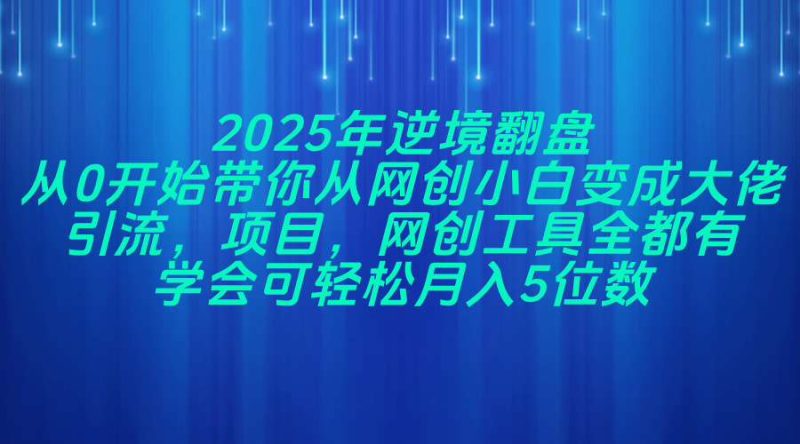 2025年逆境翻盘，从0开始带你从网创小白变成大佬，引流，项目，网创工…网赚项目-副业赚钱-互联网创业-资源整合八方网创