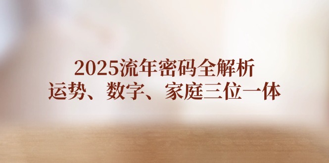 2025流年密码全解析，运势、数字、家庭三位一体网赚项目-副业赚钱-互联网创业-资源整合八方网创