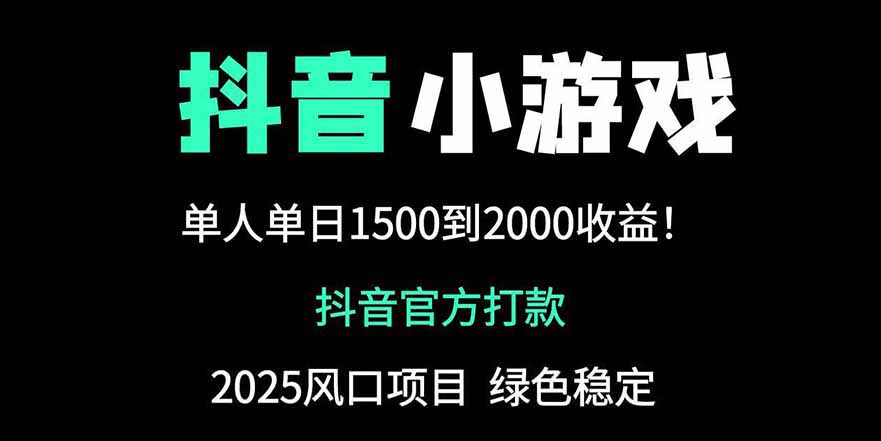 抖音官方小游戏2025全网最新玩法，暴利赚钱项目，单机日入2000+网赚项目-副业赚钱-互联网创业-资源整合八方网创