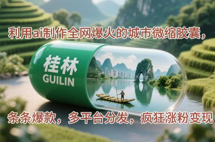 利用ai制作全网爆火的城市微缩胶囊，条条爆款，多平台分发，疯狂涨粉变现网赚项目-副业赚钱-互联网创业-资源整合八方网创