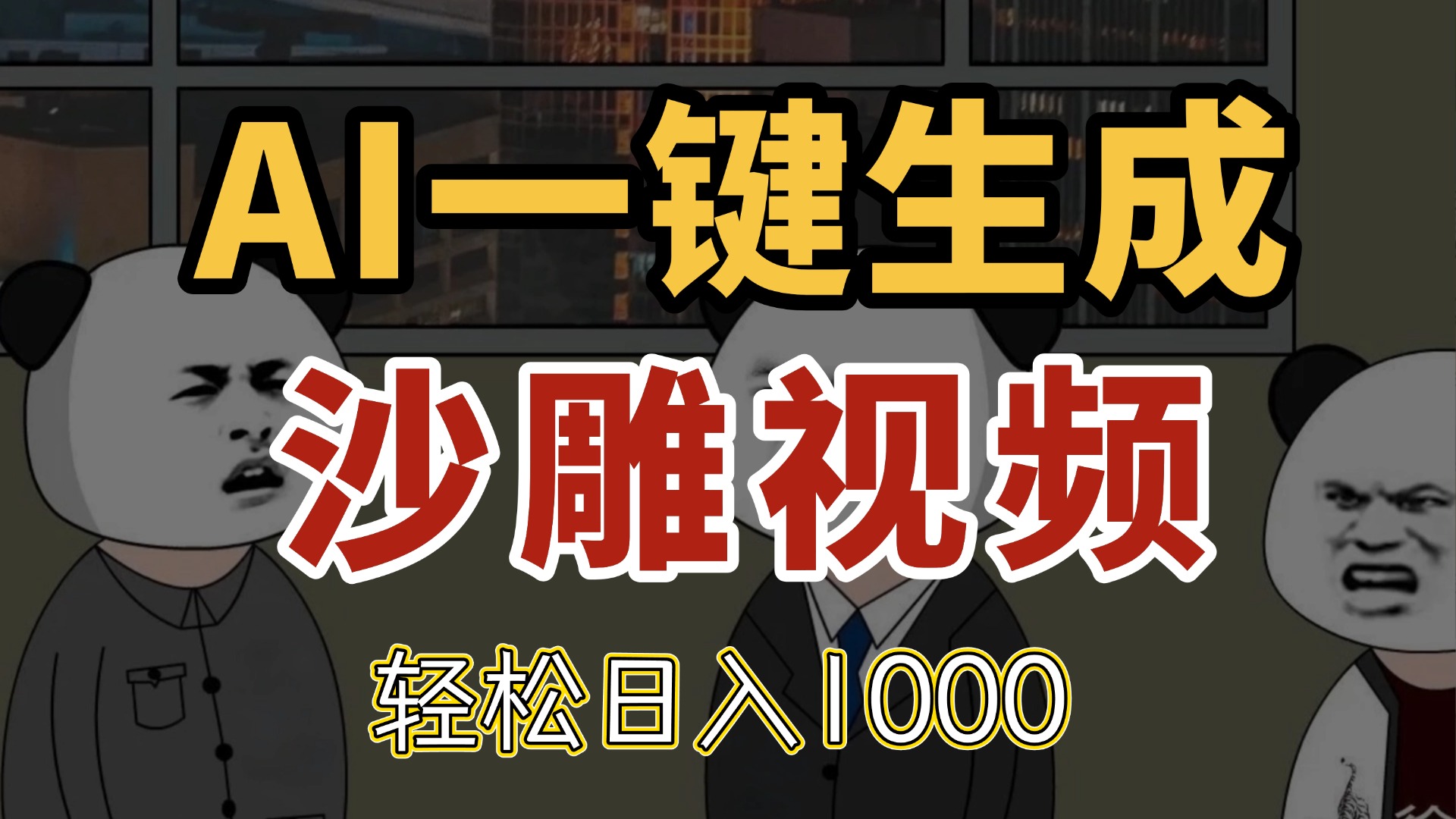 AI一键生成沙雕视频，一条视频千万播放，轻松日入1000网赚项目-副业赚钱-互联网创业-资源整合八方网创