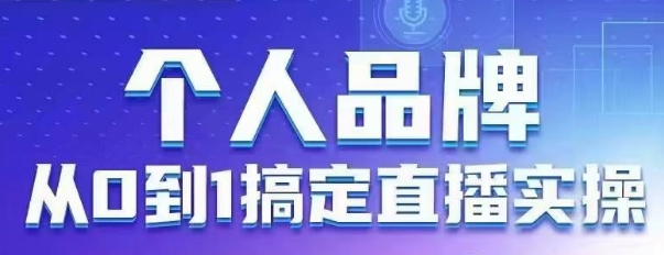 个人品牌：从0到1搞定直播实操，用直播为你的个人品牌赋能，六大实操板块，放大个人影响力网赚项目-副业赚钱-互联网创业-资源整合八方网创