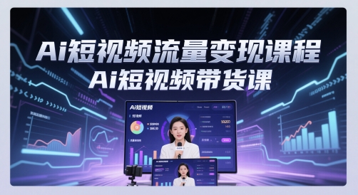 Ai短视频流量变现课程，Ai短视频带货课网赚项目-副业赚钱-互联网创业-资源整合八方网创