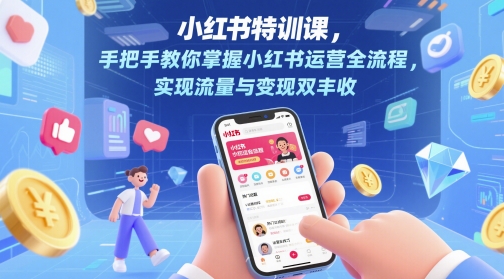 小红书特训课，手把手教你掌握小红书运营全流程，实现流量与变现双丰收网赚项目-副业赚钱-互联网创业-资源整合八方网创