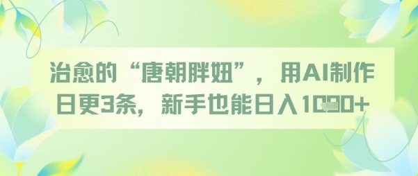 治愈的“唐朝胖妞”，用AI制作日更3条，新手也能日入多张网赚项目-副业赚钱-互联网创业-资源整合八方网创