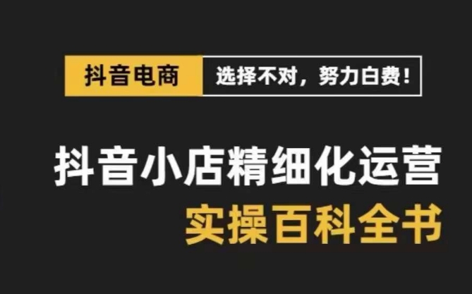 抖音小店精细化运营-百科全书，保姆级运营实战讲解（28节课）网赚项目-副业赚钱-互联网创业-资源整合八方网创