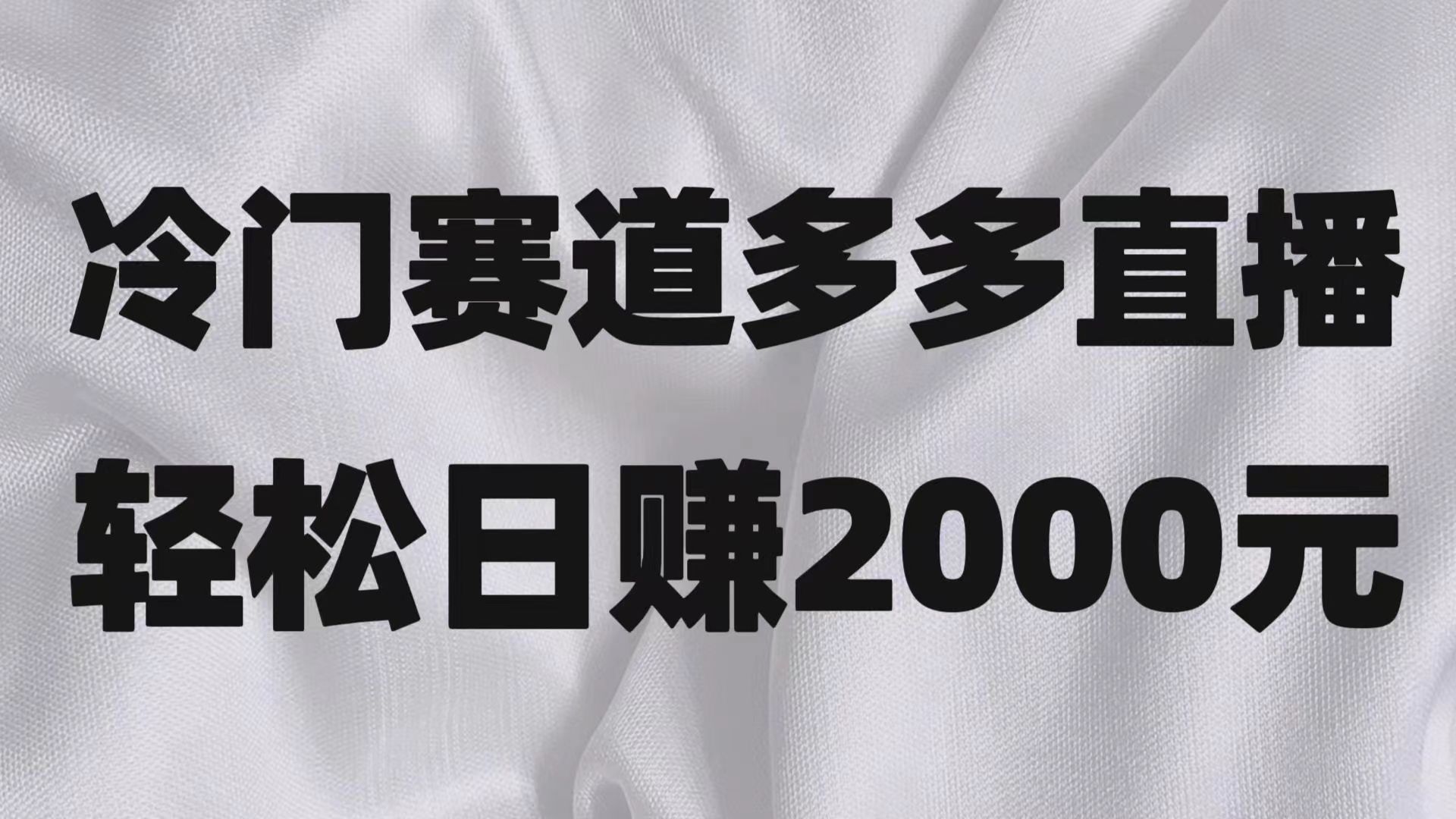 冷门赛道拼多多直播项目，简单念稿子，日收益2000＋网赚项目-副业赚钱-互联网创业-资源整合八方网创
