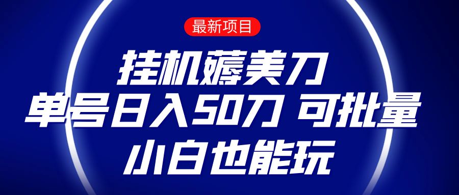 薅羊毛项目  零投入挂机薅美刀    单号日入50刀  可批量  小白也能玩网赚项目-副业赚钱-互联网创业-资源整合八方网创