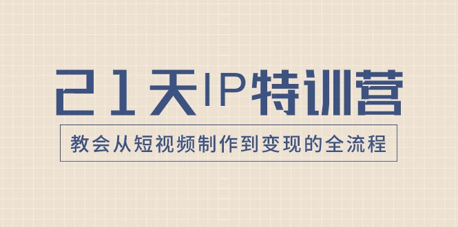 21天IP特训营，教会从短视频制作到变现的全流程网赚项目-副业赚钱-互联网创业-资源整合八方网创