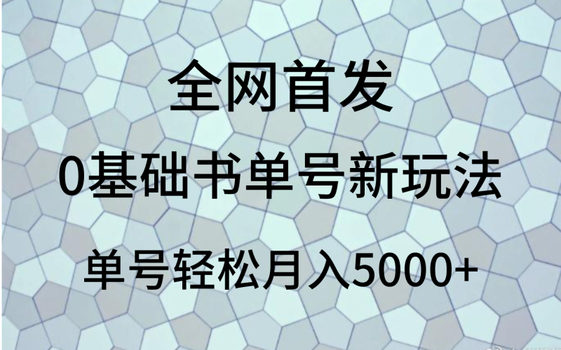 0基础书单号新玩法，操作简单，单号轻松月入5000+网赚项目-副业赚钱-互联网创业-资源整合八方网创